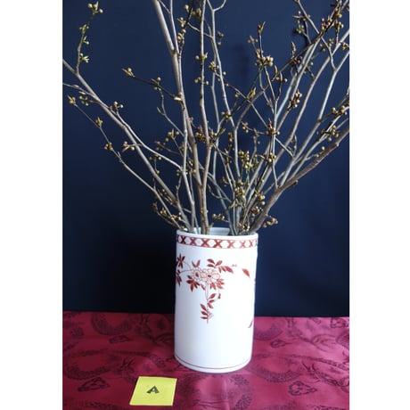 【香港☆粵東磁廠】＜手書き＞７種類（紅）（藍）ペニンシュラ柄・TINTIN　Flower Vaseなどに  /　Yuet Tung China Works #412224R