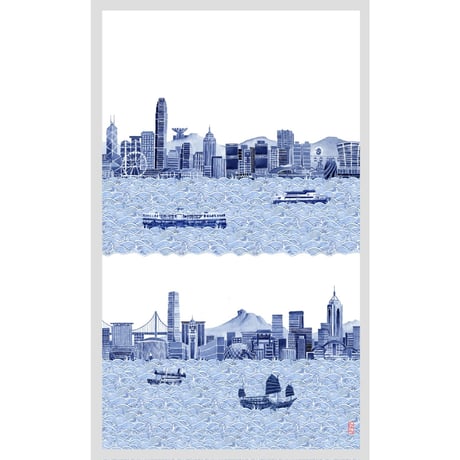 🉐＜予約商品＞手描き水彩画☆【香港 ☆ Bymamalaterre】「🉐３種類＋New1種類」 ＜Tea Towel＞  /　#R602264S