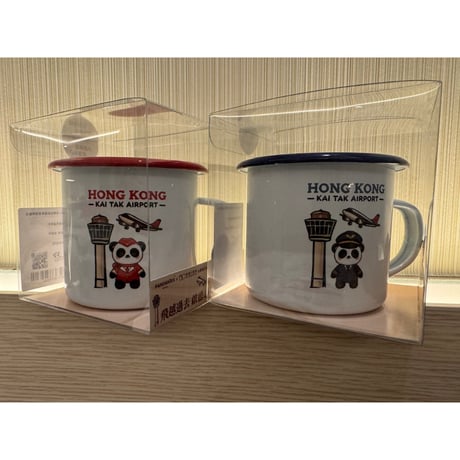 ＜限量版＞【香港☆ PANDAKISS®】 ＜親親＞＆＜敏敏＞ホーローカップ /  限定商務零舊館コラボ琺瑯・茶缸カップ  #6042617N