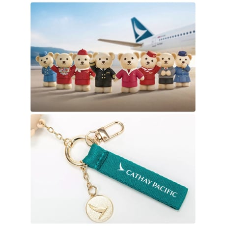 【香港☆ CATHAY PACIFIC 】＜盲盒＞Classic Uniform Bear Mini Keychain  /  國泰精品☆ 創立80週年紀念アイテム  #R6063057R