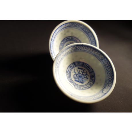 【香港☆中国景徳鎮】蛍焼き・青花 / 豆皿　#3022822N