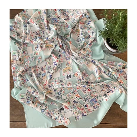 リクエスト商品＜予約商品＞☆手描き水彩画☆【香港 ☆ Bymamalaterre】「Vintage Mahjong」  /  Scarf・スカーフ　#R306304