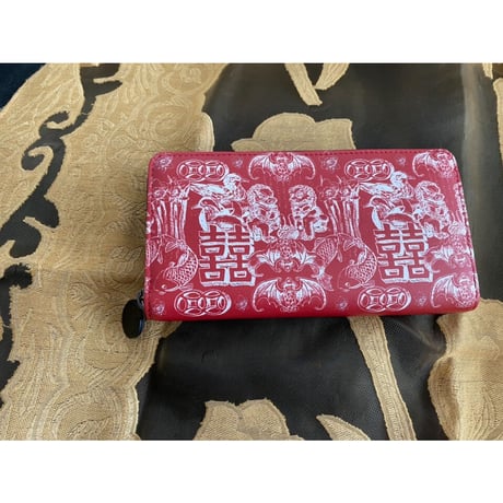 【香港☆G.O.D.】紅「PAIRS OF JOY」春に「ハル財布」☆恭喜發財  /  zip around leather long wallet