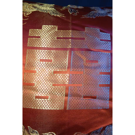＜ラスト１＞【香港☆士多】きらびやかな「囍」「龍・鳳凰」クッションカバー /   HK cushion cover  #SA6013046R