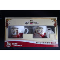 【香港☆茶餐廳食器】＜干支・蛇年＞黑白淡奶BLACK&WHITE / 衝撃に耐えて頑張るCup & Saucer  #502265N