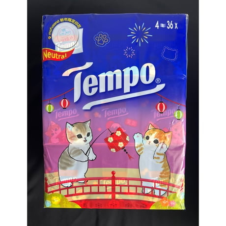 【香港☆Tempo×Mofusand】2024年新年「モフサンド」36Ｐ！ 使い捨てハンカチ（ティッシュ）#402292N
