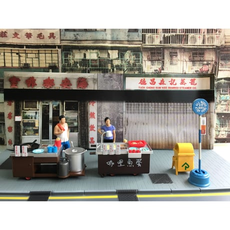 【香港☆車仔檔】HK Street Set  Food Cartful Street Diorama /  香港・小食 ・屋台 の背景　#24042717N