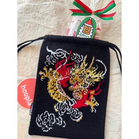 ＜予約＞【香港 ☆ Hoopla HK】黑金金龍束袋（金龍巾着） / Black Gold Dragon Mini Storage Bag   #R512062R
