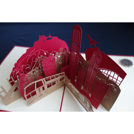 【香港☆i-Market】「特色香港・POP UP切り絵」明信片・POST CARD  /  凄い！の一言です　#403302N