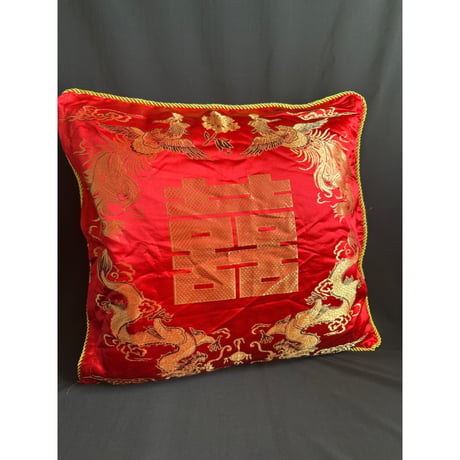 ＜ラスト１＞【香港☆士多】きらびやかな「囍」「龍・鳳凰」クッションカバー /   HK cushion cover  #SA6013046R