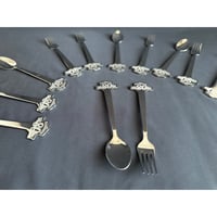 <SALE>【香港☆黑白淡奶】80th BLACK&WHITE / Fork & Spoon Set＜ステンレス＞  #SA013049R