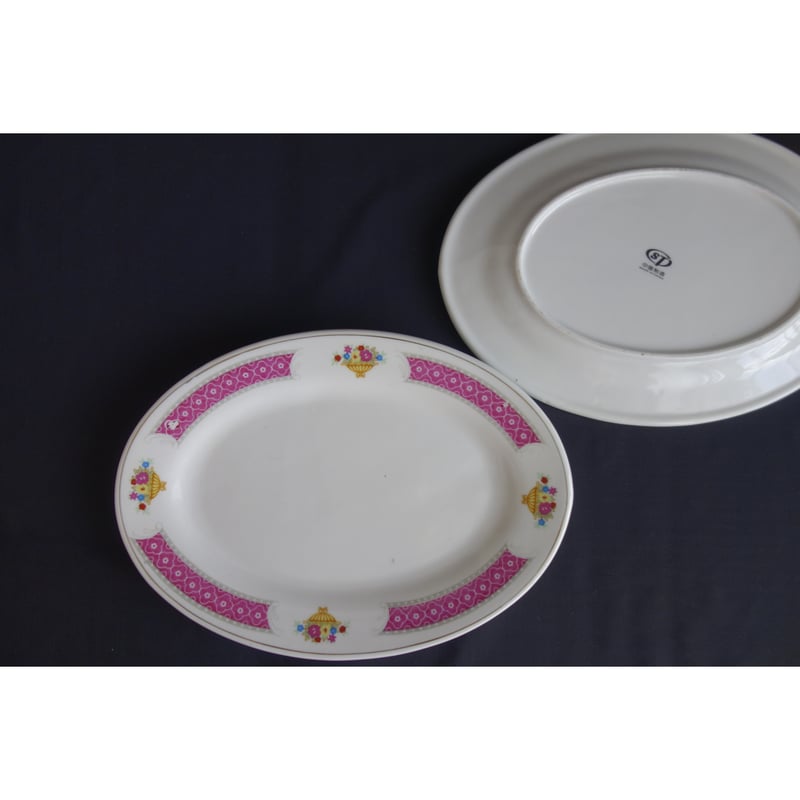 香港☆中国制造】vintage「紅梅・帝華柄」・オーバル皿