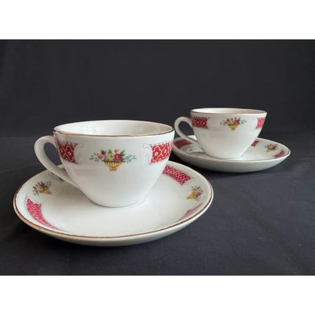 【香港☆中国制造】あの「紅梅」　碗＆皿   /  叉燒飯の碗と同じ「帝華柄」  #505308N