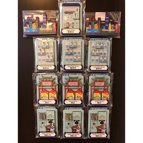 >SALE<【香港☆HK  Magnet】香港特色磁石貼 / 凹凸がある木製 マグネット5種類