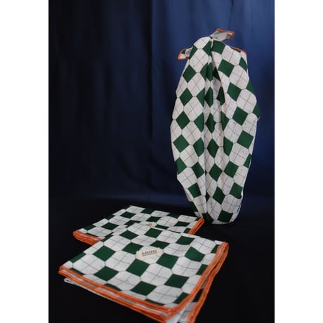 ☆Handmade☆【香港 / GREEN BITCH】＜おすすめ！！＞手作「緣田」 大判ハンカチ・FUROSHIKI   #2121811N