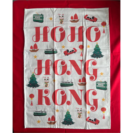 ☆Handmade☆【香港 ☆ FEML】10%FF＜Tea Towel＞HO HO HONG KONG /  CHRISTMAS TEA TOWEL  #2121818N