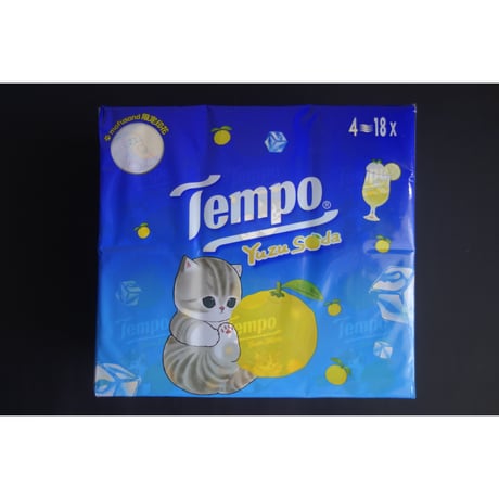 【香港☆Tempo×Mofusand】2024年夏限定「ゆずソーダ・印花モフサンド」＜18P＞ /  使い捨てハンカチ（ティッシュ）#409281R