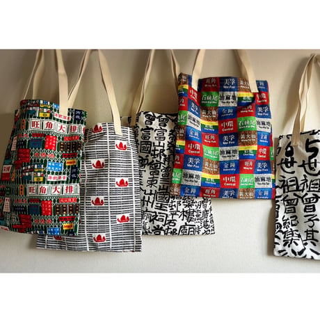 ☆手作☆【香港・永利軒】＜紅白藍＞  巾着型TOTE BAG☆環保袋・HANDMADE   #4103140N