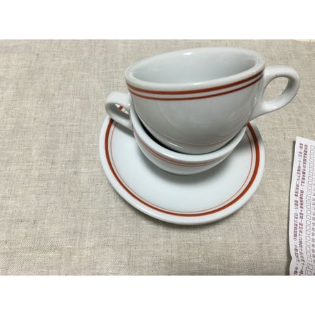 【香港☆茶餐廳食器】＜紅辺＞衝撃に耐えて頑張る食器  /  Cup & Saucer  #504274R