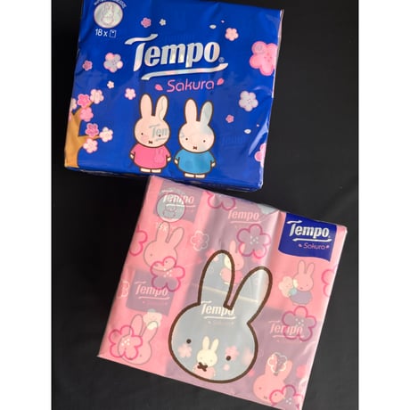 遅再入荷【香港☆限定Tempo】 Tempoの季節到来☆2026年の櫻はmiffyと一緒♡使い捨てハンカチ（ティッシュ）/　櫻×miffy　香り付き18pcs  #6052930R