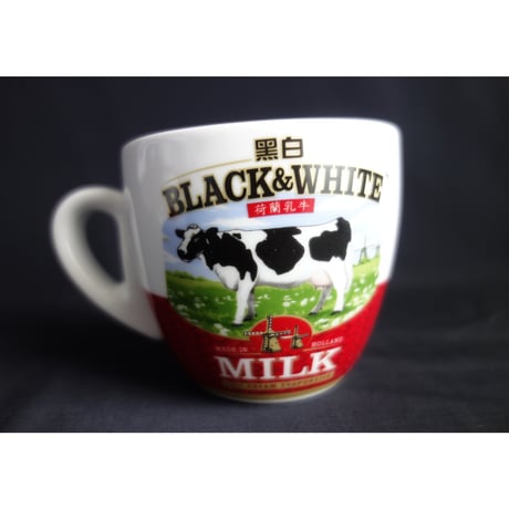 【香港☆茶餐廳食器】＜80th＞  黑白淡奶BLACK&WHITE / 衝撃に耐えて頑張るCup & Saucer  #6032964R