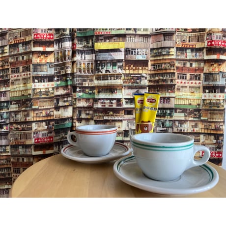【香港☆茶餐廳食器】＜紅辺＞衝撃に耐えて頑張る食器  /  Cup & Saucer  #504274R