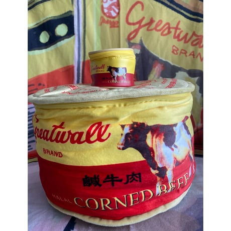 【香港☆7-11限定】咕𠱸・クッション「鹹牛肉」「火腿豬肉」  /  greatwall BRAND のブランケット入り  #2404S14