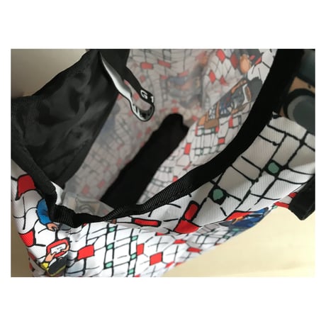 【香港☆G.O.D.】foldable shopping bag with button  /  しっかり生地　２種類有ります。