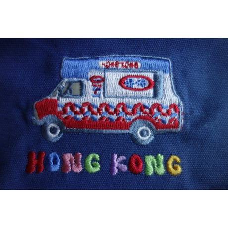 <ラスト1>【香港☆H.K.souvenir】 特色香港刺繍ポーチ（３種類）   / 雪糕車・黑白・菠蘿油  #SA6012939R