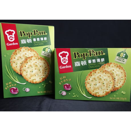 【香港☆ 嘉頓】＜新パッケージ＞Pop-Pan 香葱薄餅  /  Spring Onion Cracker 2包装/箱＝200ｇ  #4082911R
