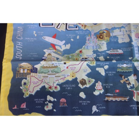 【香港 ☆ LION ROCK】Tea Towel「Incredible Hong Kong」  /  香港地圖♪#4123121N
