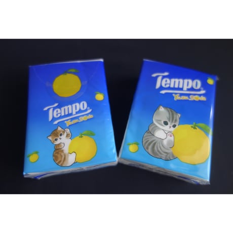 【香港☆Tempo×Mofusand】2024年夏限定「ゆずソーダ・印花モフサンド」＜18P＞ /  使い捨てハンカチ（ティッシュ）#409281R
