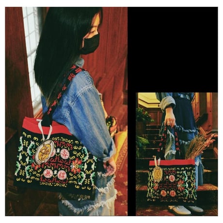 🉐期間限定🉐＜予約商品＞【香港 ☆ Hoopla HK】traditional Chinese longevity pattern  /  「萬壽無彊」紙袋形環保袋  #R6022819R
