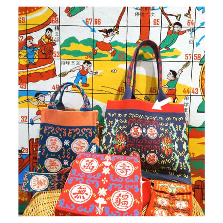 🉐期間限定🉐＜予約商品＞【香港 ☆ Hoopla HK】traditional Chinese longevity pattern  /  「萬壽無彊」紙袋形環保袋  #R6022819R