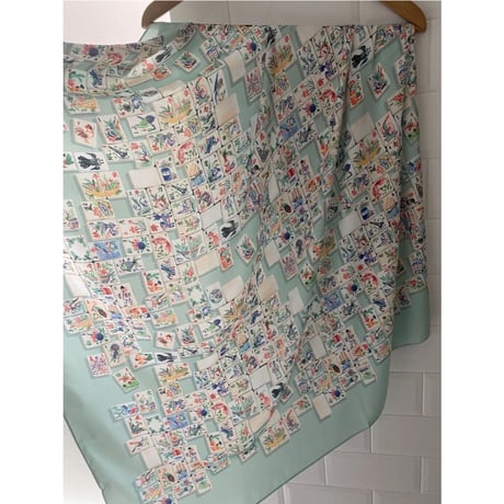 リクエスト商品＜予約商品＞☆手描き水彩画☆【香港 ☆ Bymamalaterre】「Vintage Mahjong」  /  Scarf・スカーフ　#R306304