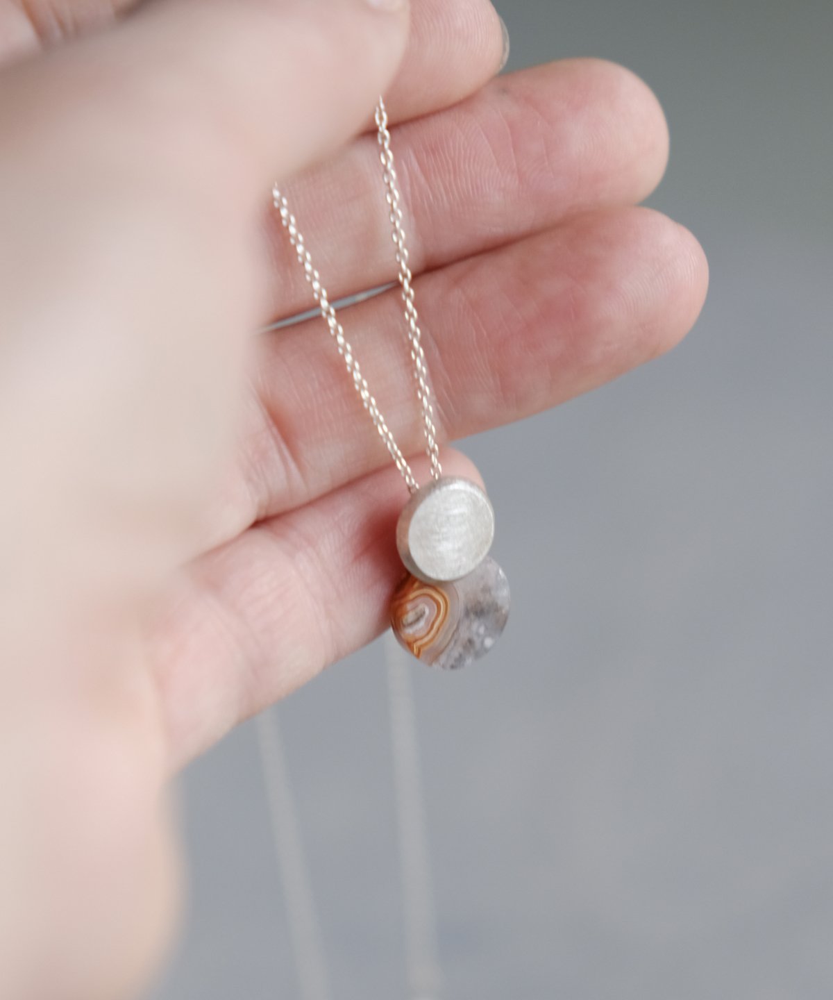 Halos Necklace (S) レースアゲート | 鶫 tsugumi 銀小物製作所