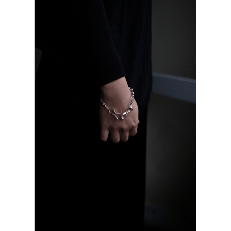 Black moor (M) 3twist Silver b Bracelet