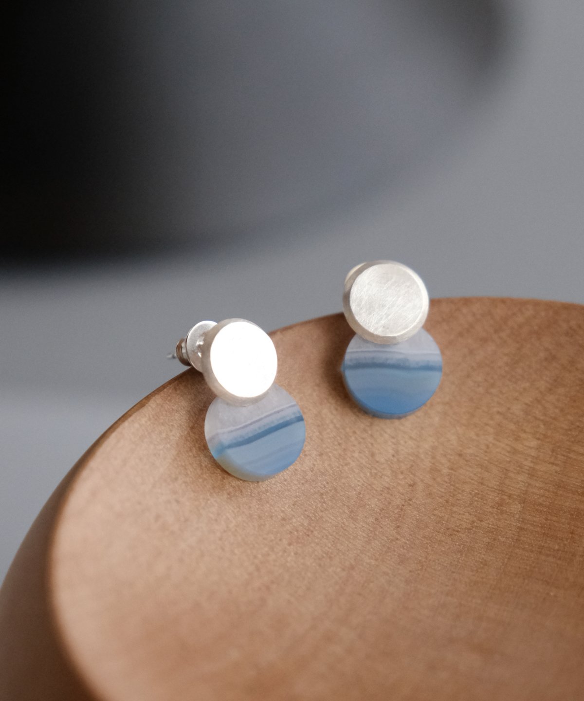 海子☺︎ 1点☆ ペアシェイプ型ブルーレースアゲートピアス 海子☺︎ 1点☆ ペアシェイプ型ブルーレースアゲートピアス 楽天