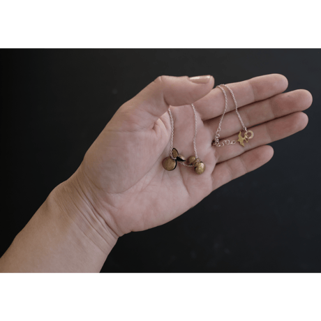 ヤマノイモのタネ　2粒　brass necklace