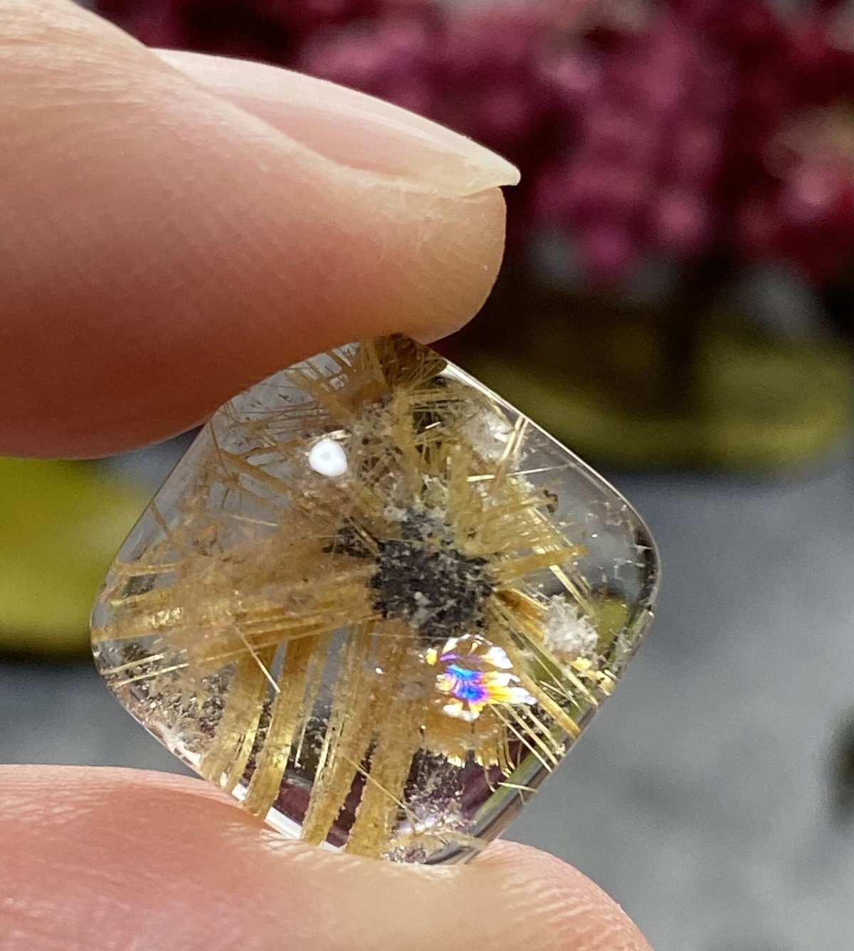 高品質】太陽ルチルクォーツ カボション スクエア | Preferito