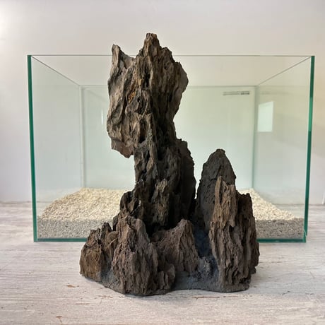 気孔石山（美型） 一点物の水槽オブジェ No. 4947  (45cm水槽)(W約23cm/H約31cm)