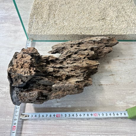 気孔石山（美型） 一点物の水槽オブジェ No. 4949  (45cm水槽)(W約26cm/H約28cm)