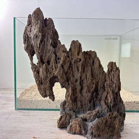 気孔石山（美型） 一点物の水槽オブジェ No. 4949  (45cm水槽)(W約26cm/H約28cm)