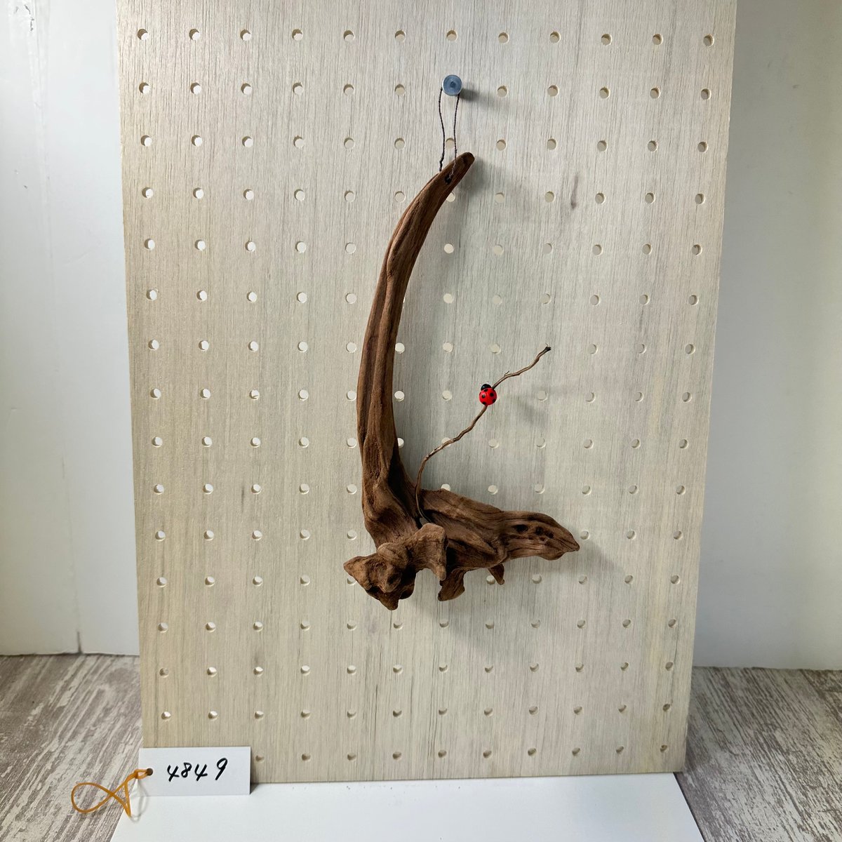 ハンギング流木 (てんとう虫装飾付き） No.4849 | 流木専門店の