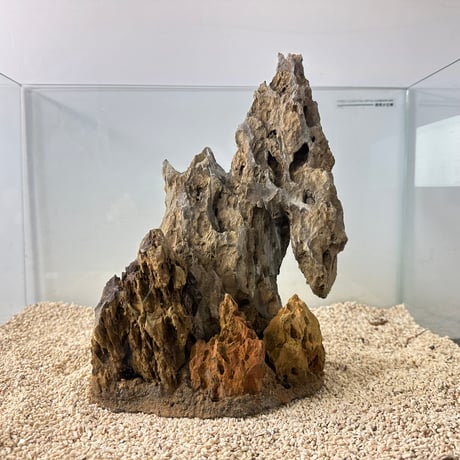 気孔石山（美型） 一点物の水槽オブジェ No. 5072  (45cm水槽)(W約20cm/H約28cm)