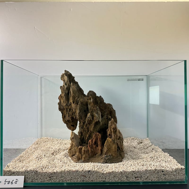 気孔石オブジェ⚫︎インテリア 置物 天然 自然 シンプル 気孔石山（美型） 一点物の水槽オブジェ No. 5068 (45cm水槽)(W