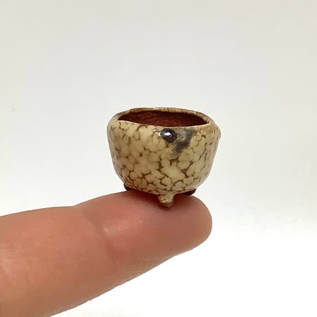 豆盆栽鉢 玉木啓子造 No.123 斑釉丸鉢