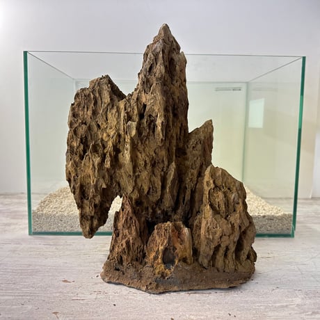 気孔石山（美型） 一点物の水槽オブジェ No. 4946  (45cm水槽)(W約26cm/H約32cm)
