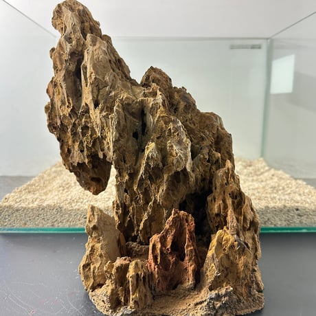 気孔石山（美型） 一点物の水槽オブジェ No. 5068  (45cm水槽)(W約21cm/H約27cm)