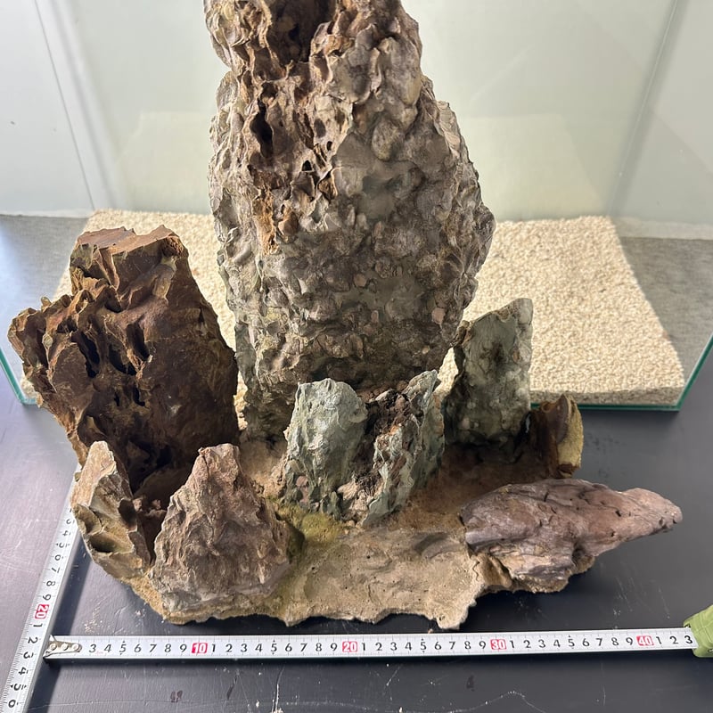 凹み天然石砂岩茨城県海岸水槽ジオラマオブジェ文鎮230g